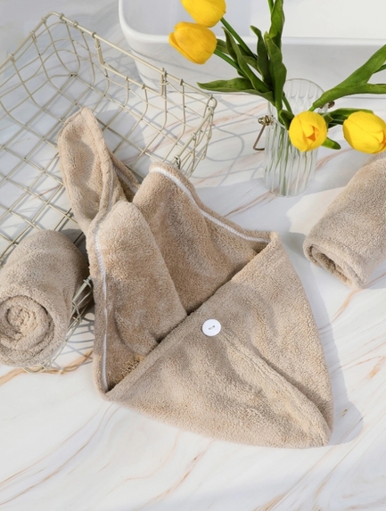 Ręcznik do włosów - turban- beżowy (ELA-6,5) (3)