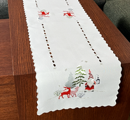 40x200 cm bieżniki świąteczne RENIFER W LESIE - biały (5767-30)