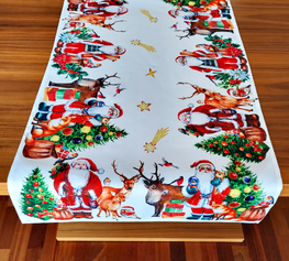 50x100 cm bieżnik świąteczny DRUKOWANY MIKOŁAJ CHOINKA RUDOLF(PX-74-10)