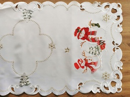 50x100 cm bieżnik świąteczny biały + bałwanek (2218-20)