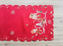 40x85 cm bieżnik świąteczny czerwony + bałwanek (2218-14)