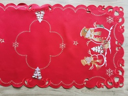 50x100 cm bieżnik świąteczny czerwony + bałwanek (2218-20)