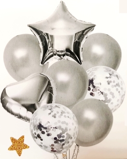 Zestaw balonów 8 sztuk - srebro (gd4-5)
